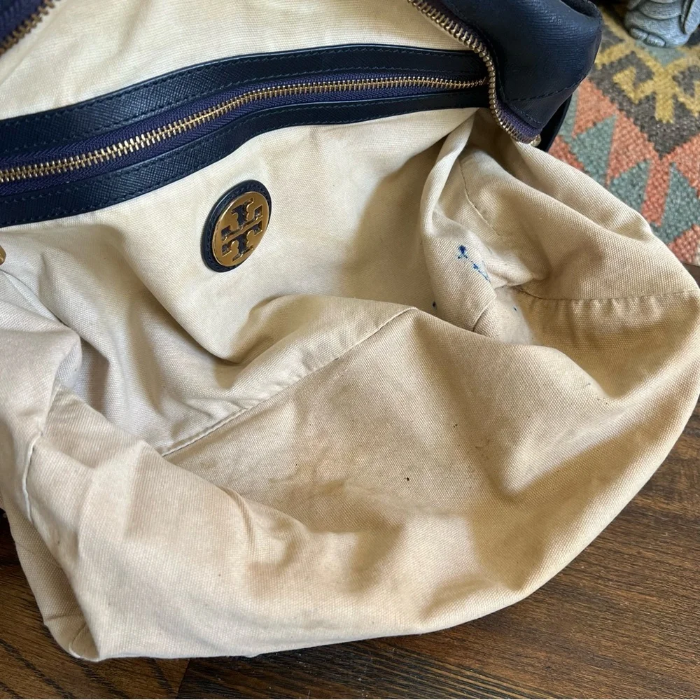 Tory Burch $698 Robinson Bowley Satchel Navy Saffiano Leather (No Long Strap)